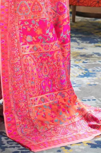 Sea green ethnic motifs woven design cotton saree