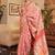 Blue floral designer silk blend saree with blouse