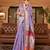 lavender lavender & orange woven design silk blend paithani saree