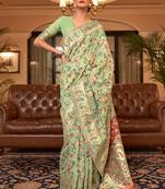 Lavender ethinic motif woven design zari saree