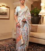 Gold woven design zari silk blend kanjeevaram saree