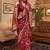 maroon maroon & gold-toned floral zari silk blend paithani saree