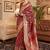 maroon maroon & gold-toned floral zari silk blend paithani saree