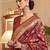 maroon maroon & gold-toned floral zari silk blend paithani saree