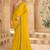 yellow embellished embroidered satin heavy work saree