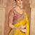yellow embellished embroidered satin heavy work saree