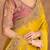 yellow embellished embroidered satin heavy work saree