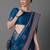 blue ethnic motifs woven design zari silk blend banarasi saree