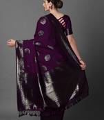 purple ethnic motifs woven design zari banarasi saree