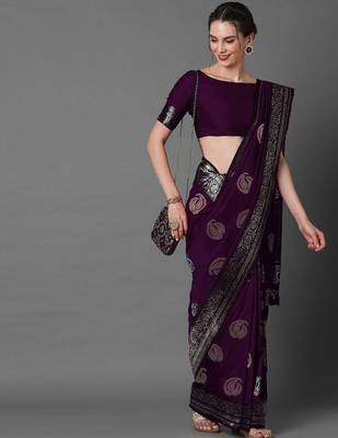 purple ethnic motifs woven design zari banarasi saree 2
