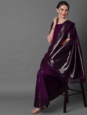 purple ethnic motifs woven design zari banarasi saree 3