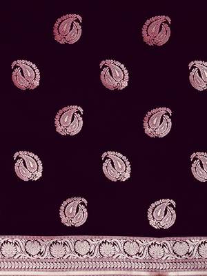 purple ethnic motifs woven design zari banarasi saree 5