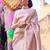 Pink pink & silver ethnic motifs pure linen saree