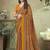 yellow floral printed silk blend saree