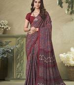 purple ethnic motifs printed silk blend saree