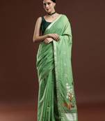 green floral muga saree