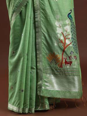 green floral muga saree 5