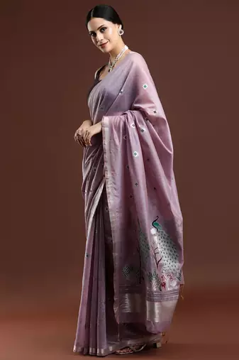Blue blue woven design zari silk blend paithani saree