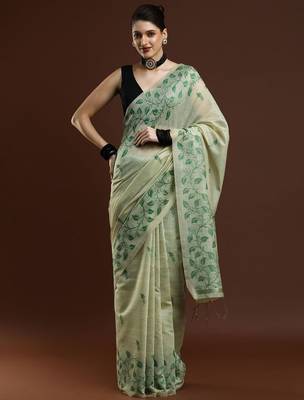 Pink pink & gold-toned ethnic motifs cotton saree with blouse 1