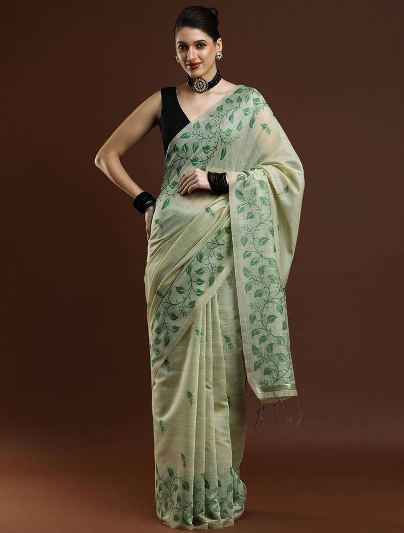 Pink pink & gold-toned ethnic motifs cotton saree with blouse