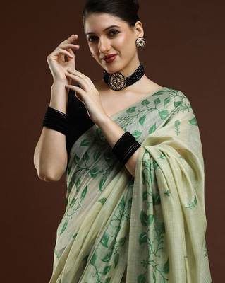 Pink pink & gold-toned ethnic motifs cotton saree with blouse 2