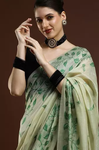 Pink pink & gold-toned ethnic motifs cotton saree with blouse