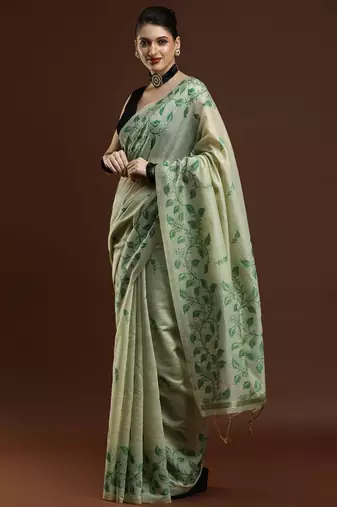 Pink pink & gold-toned ethnic motifs cotton saree with blouse