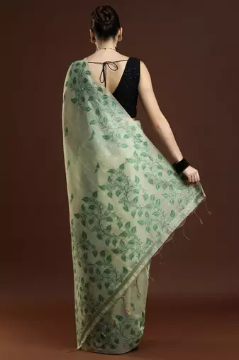 Pink pink & gold-toned ethnic motifs cotton saree with blouse