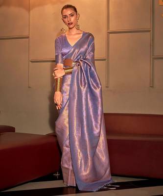 lavender ethinic motif woven design zari saree 1