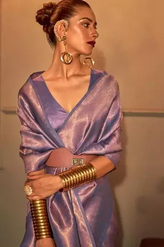 lavender ethinic motif woven design zari saree