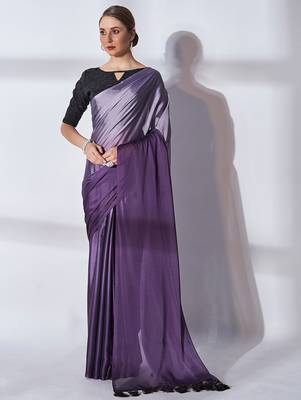 purple ombre pure georgette saree 1