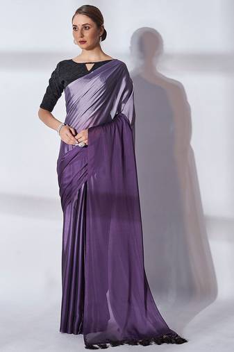 purple ombre pure georgette saree