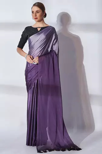 purple ombre pure georgette saree