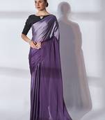 purple ombre pure georgette saree