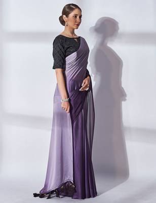 purple ombre pure georgette saree 2