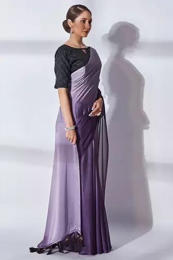 purple ombre pure georgette saree