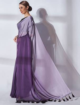 purple ombre pure georgette saree 3