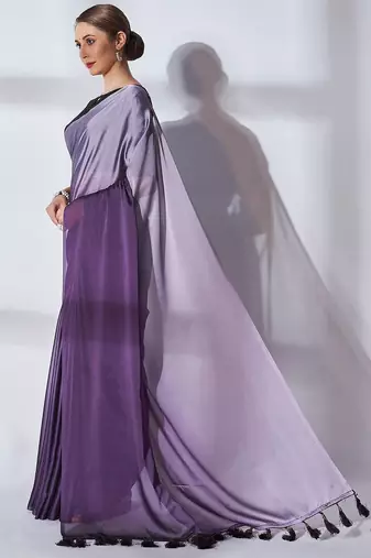 purple ombre pure georgette saree