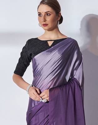 purple ombre pure georgette saree 4