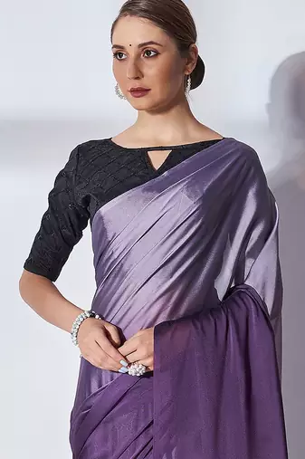 purple ombre pure georgette saree