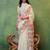 cream zari silk blend banarasi saree