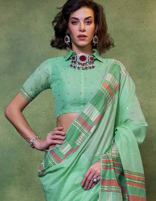sea_green woven design zari silk blend banarasi saree 3