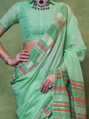 sea_green woven design zari silk blend banarasi saree 4