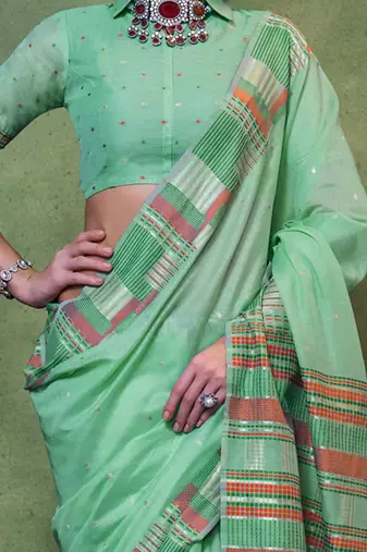 sea_green woven design zari silk blend banarasi saree