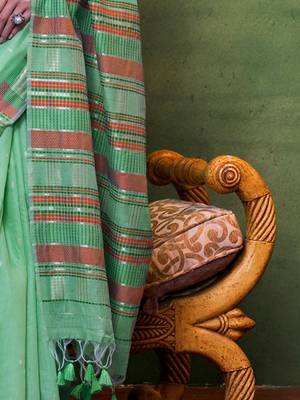 sea_green woven design zari silk blend banarasi saree 5