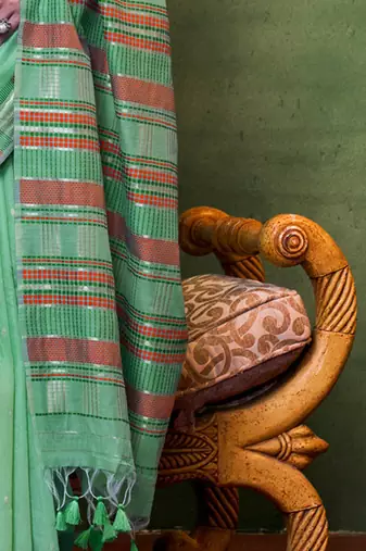 sea_green woven design zari silk blend banarasi saree