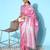 pink pink & silver ethnic motifs pure linen saree