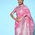 pink pink & silver ethnic motifs pure linen saree