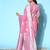 pink pink & silver ethnic motifs pure linen saree