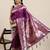 purple purple woven design zari silk blend paithani saree
